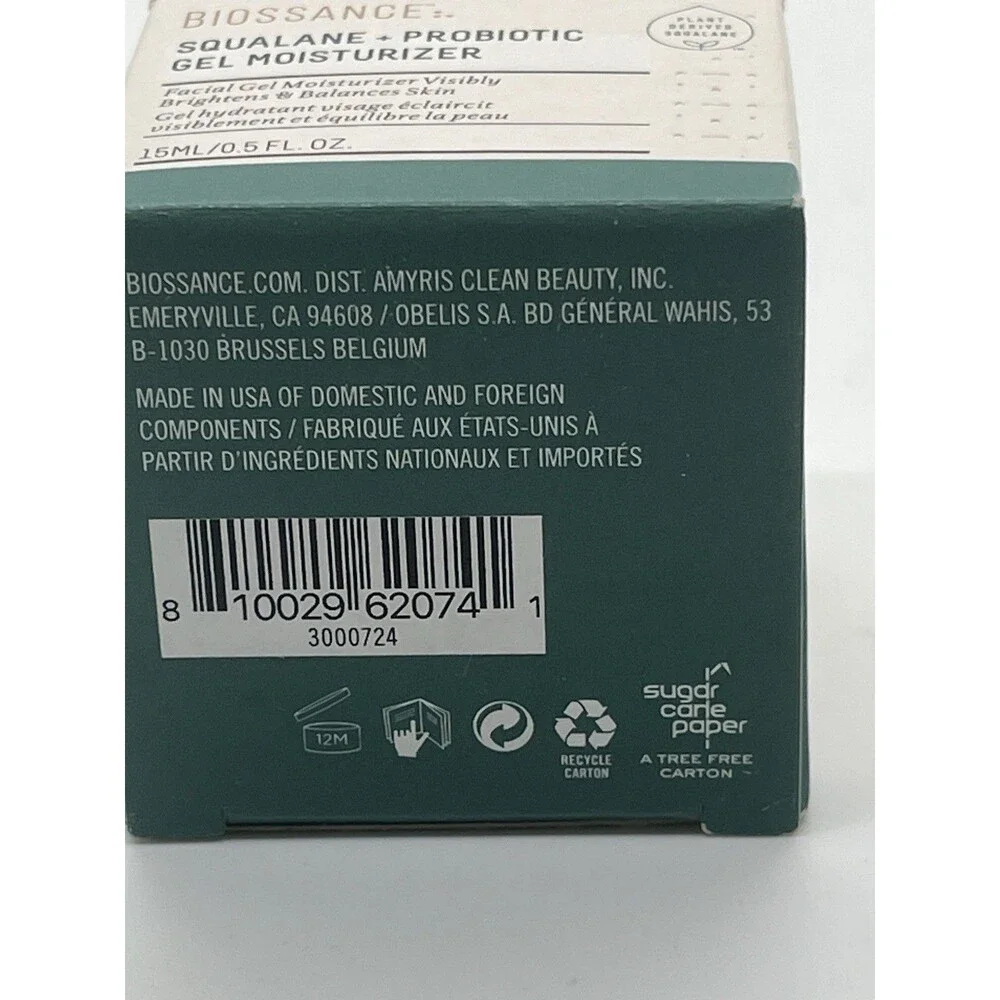 BIOSSANCE Squalane + Probiotic Gel Moisturizer Extra Gentle Formula 15 mL‎ New